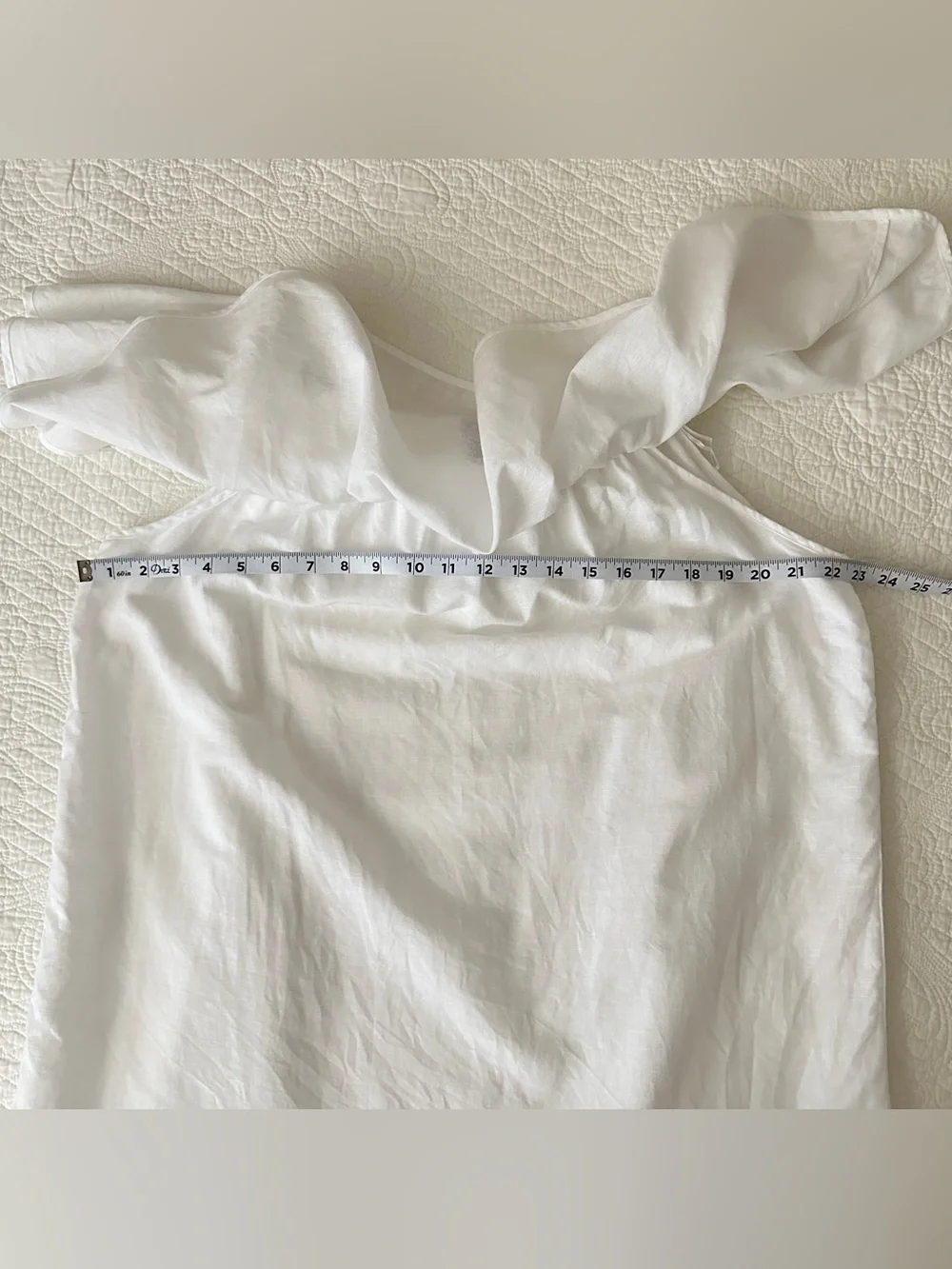 J. Crew White Linen Off-the-Shoulder Ruffle Dress Large